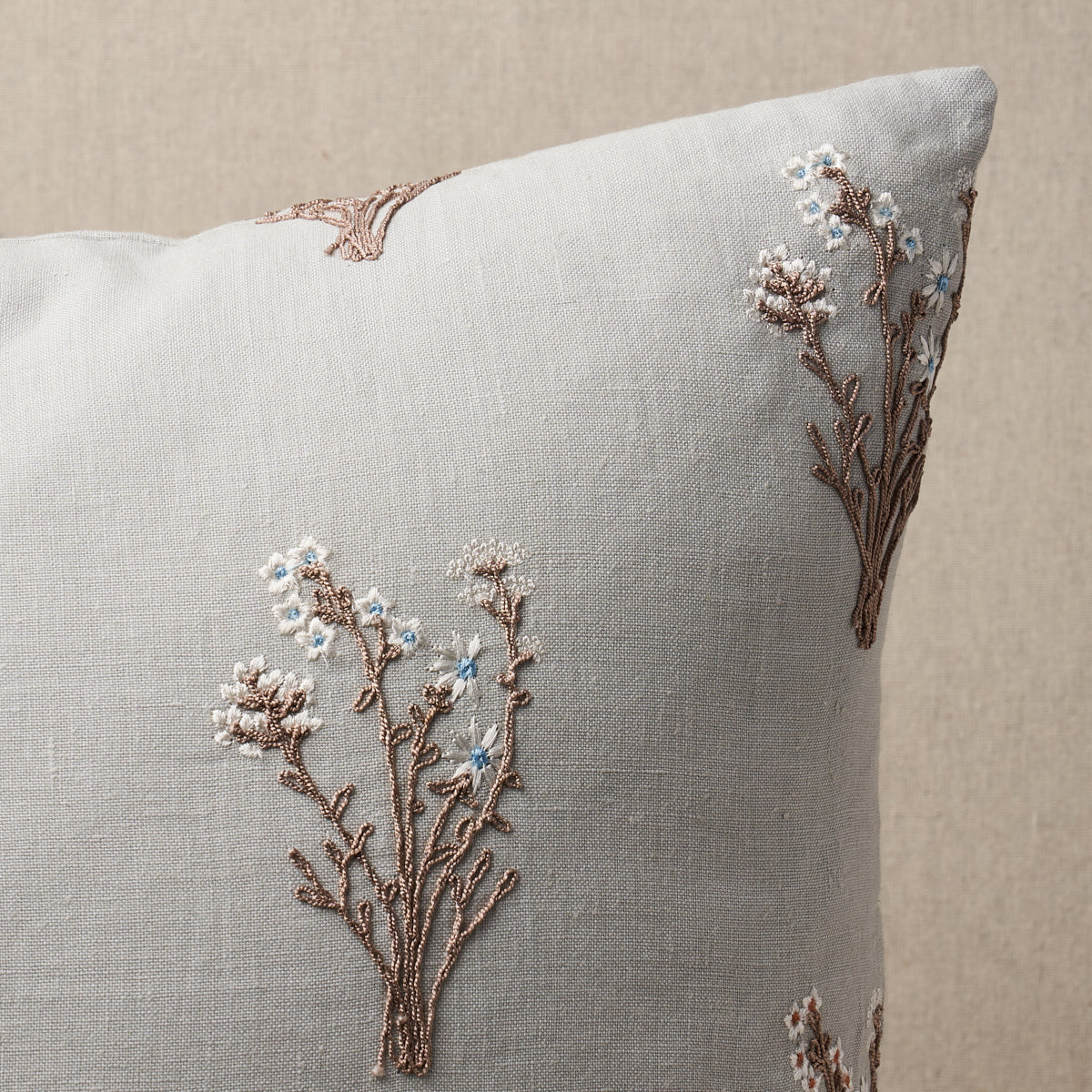 Stora Embroidery Pillow | Mineral