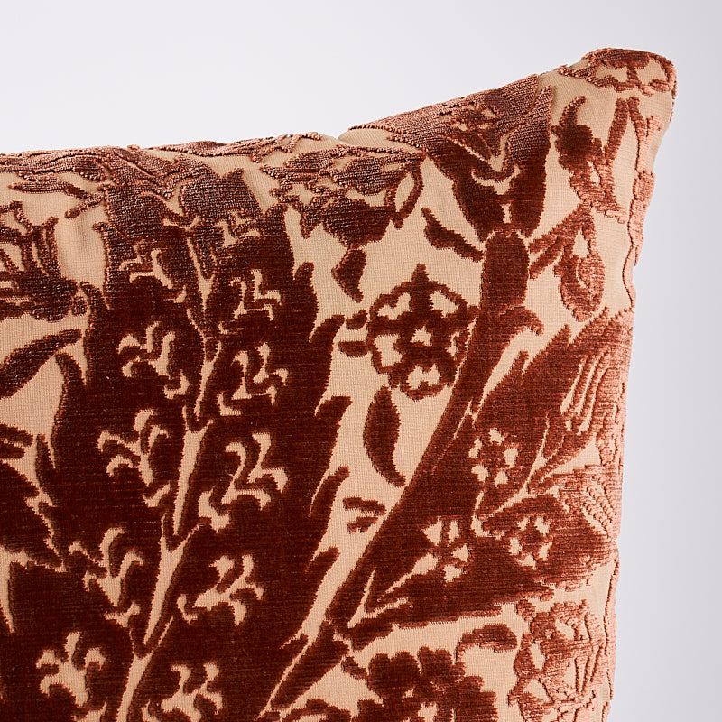 Saz Paisley Velvet Pillow | Terracotta