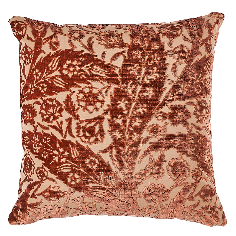 Saz Paisley Velvet Pillow | Terracotta