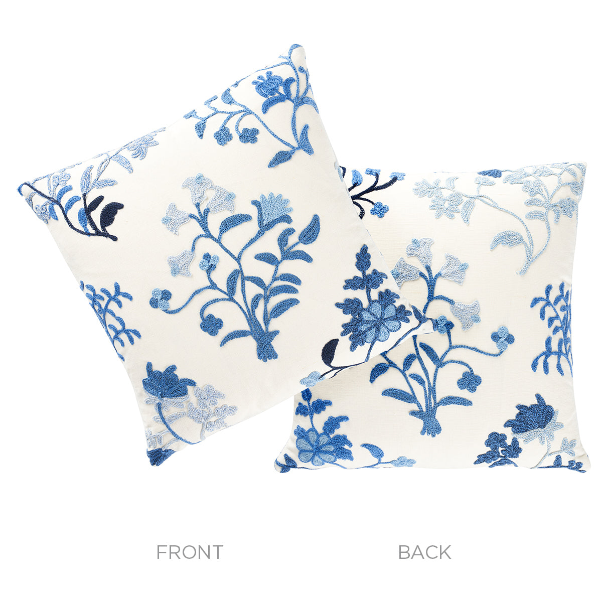 Raleigh Crewel Embroidery Pillow A | Cornflower