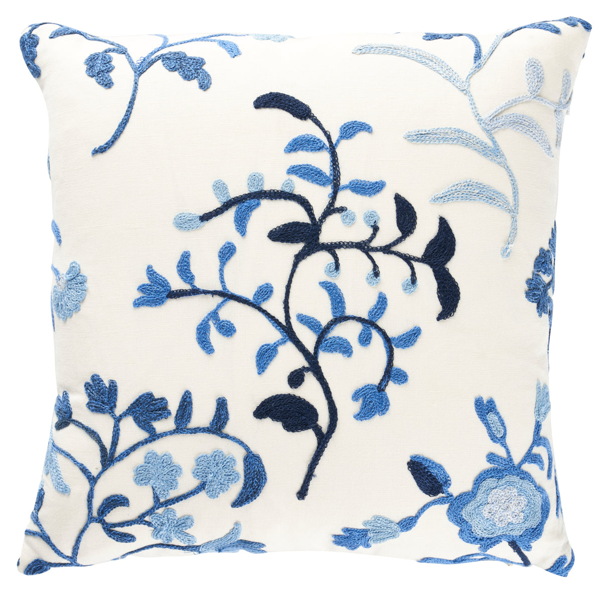 Raleigh Crewel Embroidery Pillow B | Cornflower