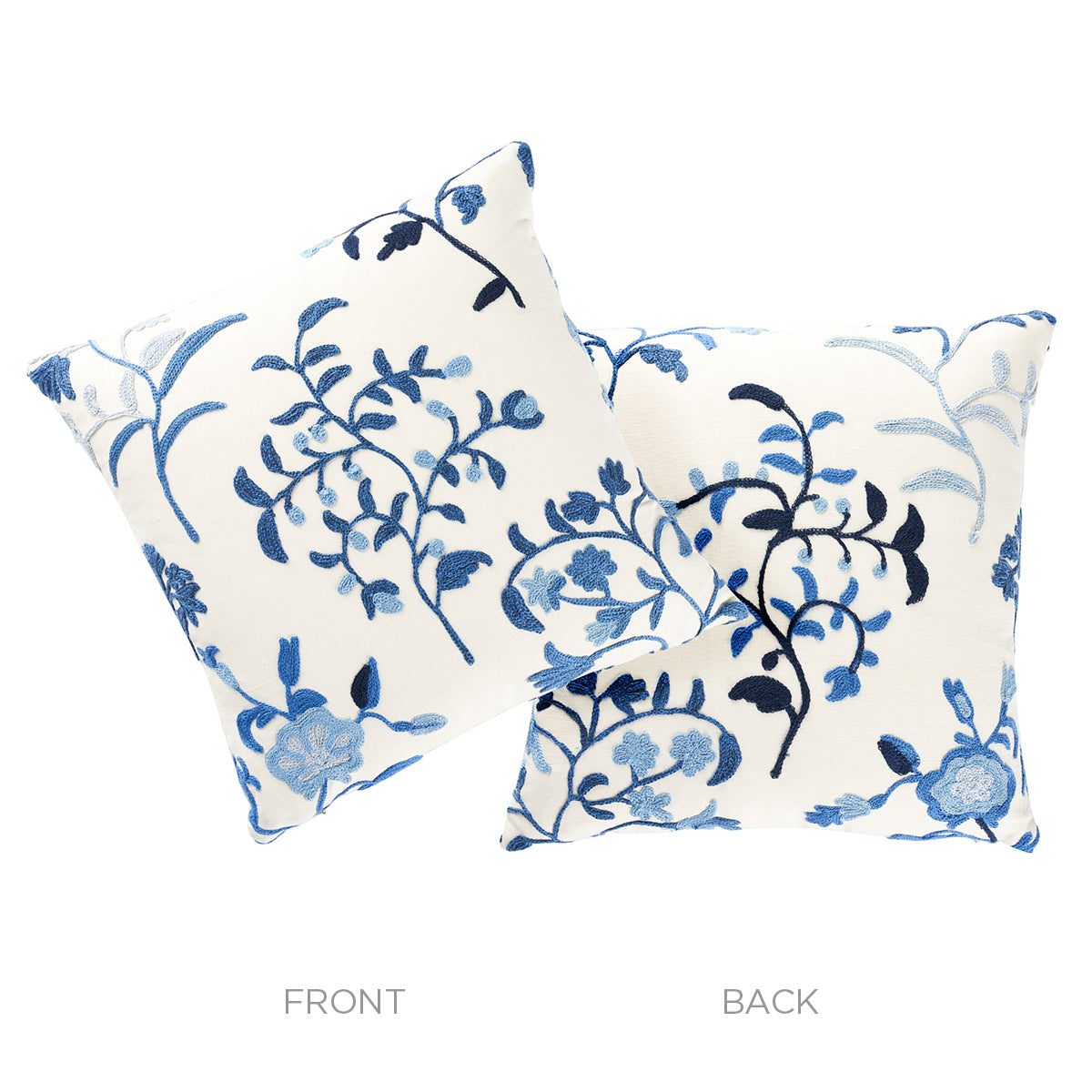 Raleigh Crewel Embroidery Pillow B | Cornflower