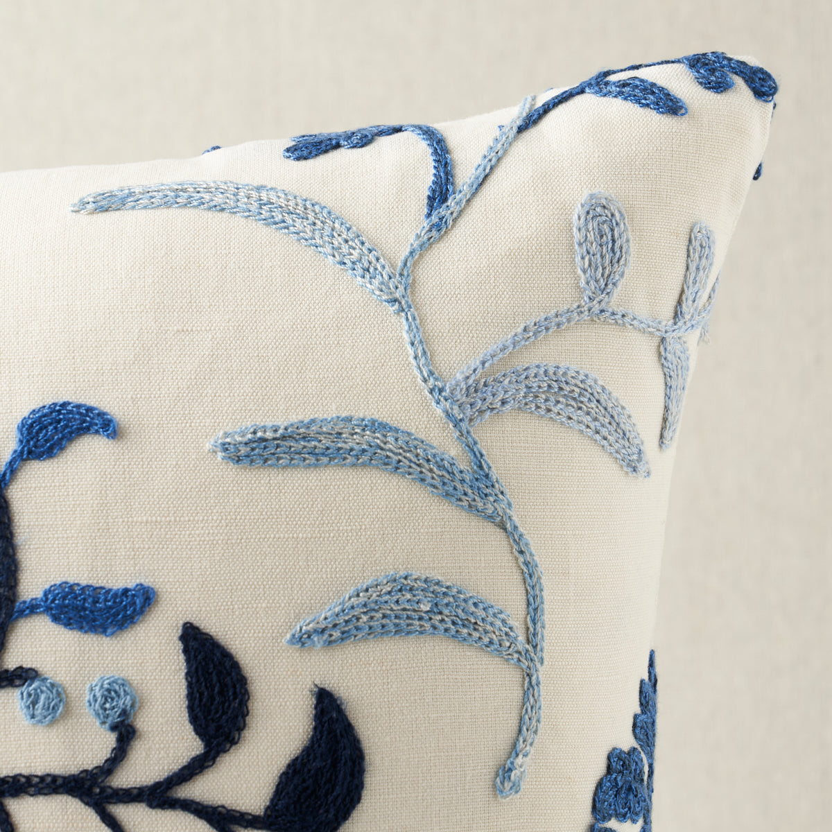 Raleigh Crewel Embroidery Pillow B | Cornflower