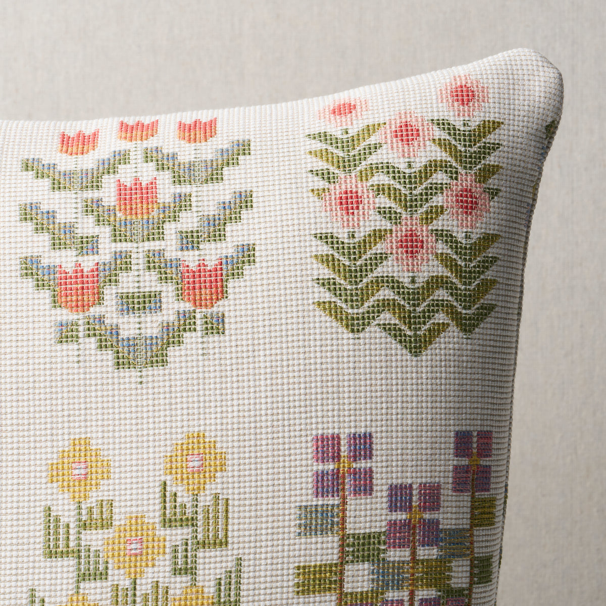 Annika Floral Tapestry Pillow | Multi On Ivory