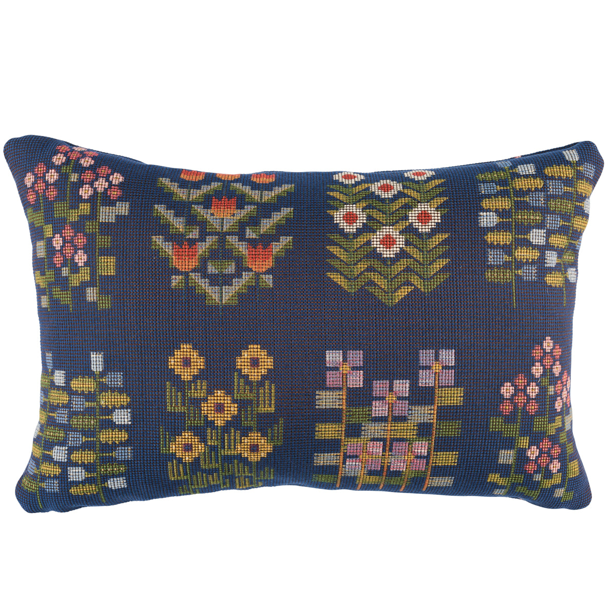Annika Floral Tapestry Pillow | Multi on Navy