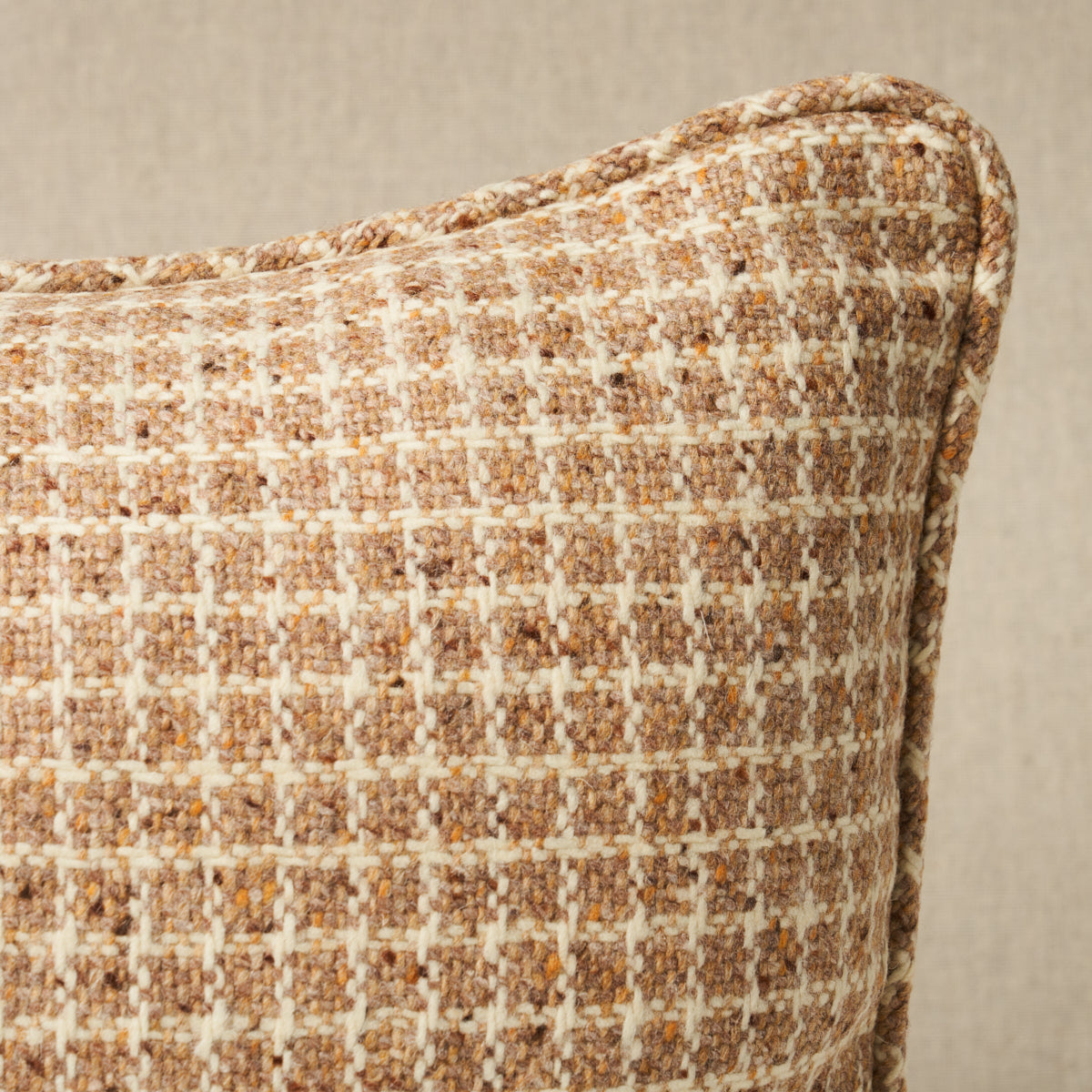 Hudson Wool Check Pillow | Camel