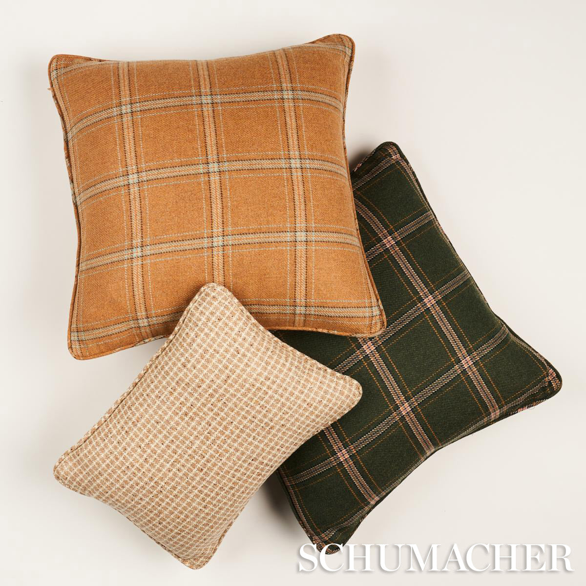 Hudson Wool Check Pillow | Camel