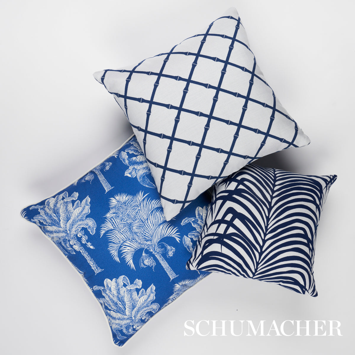 Zebra Palm I/O Pillow | Navy