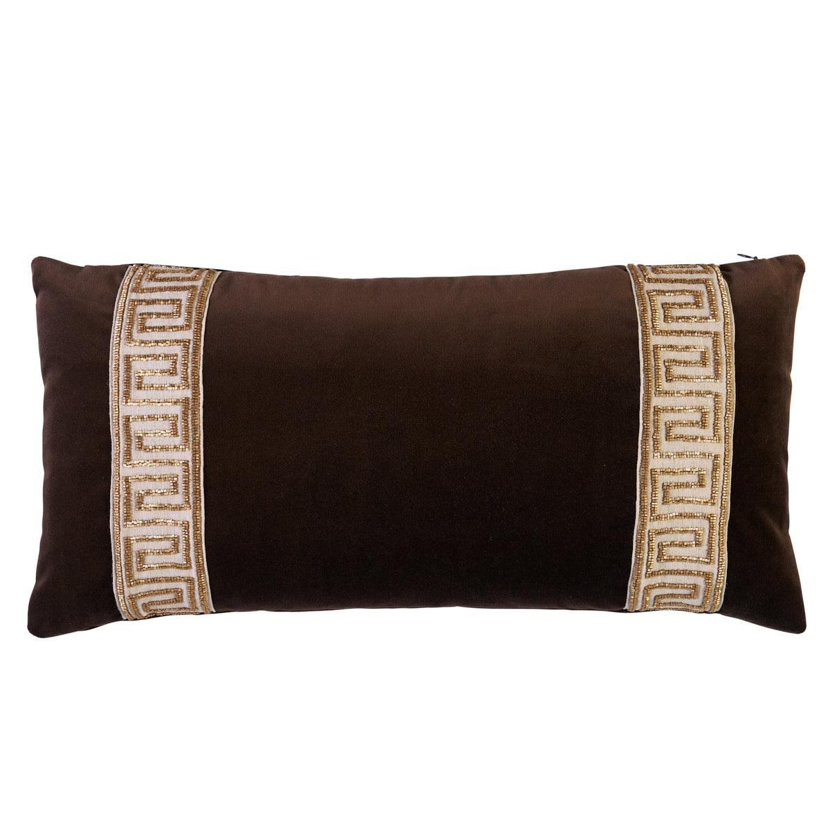 Delphi Beaded Tape Pillow | Espresso