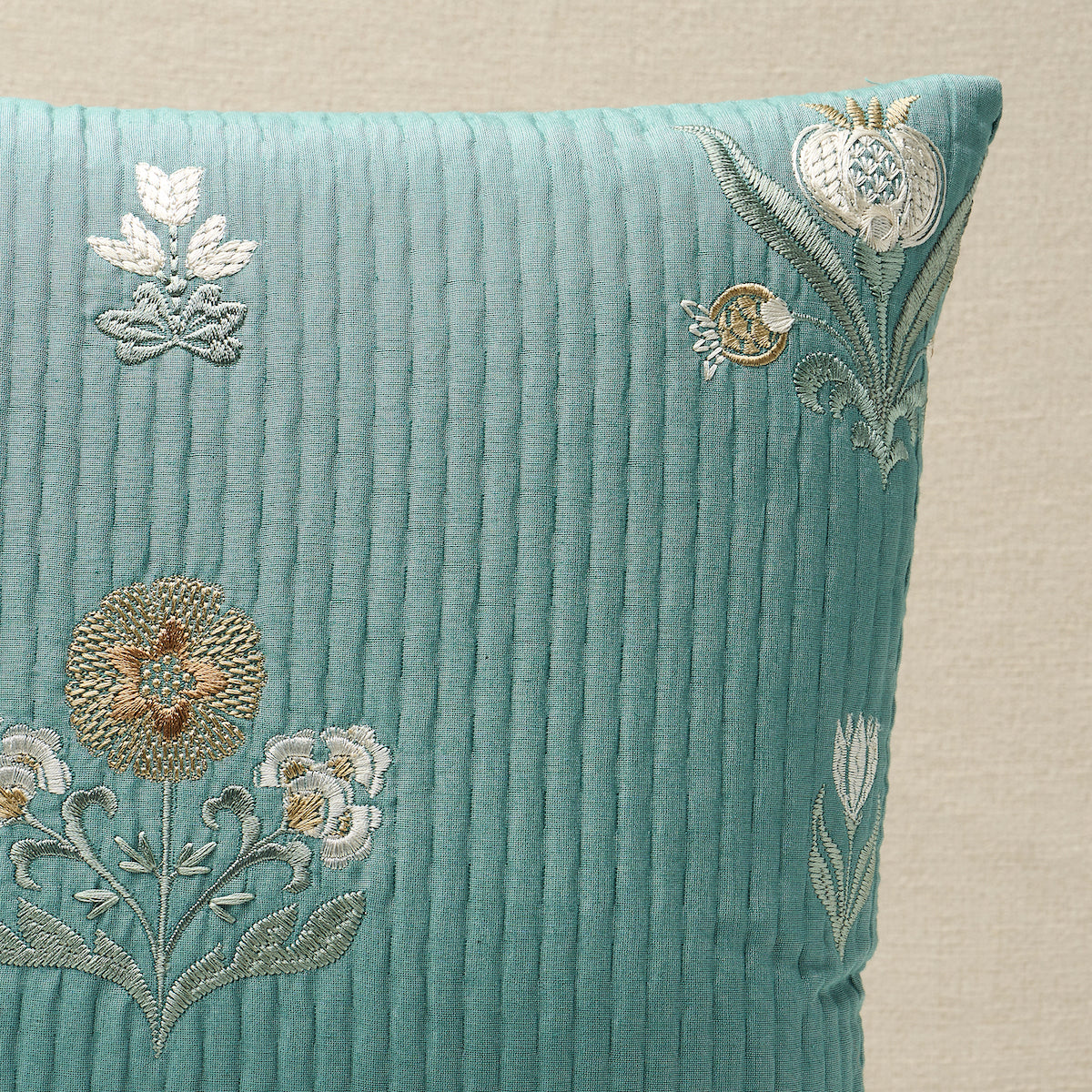 Elmslie Embroidery Pillow | Teal