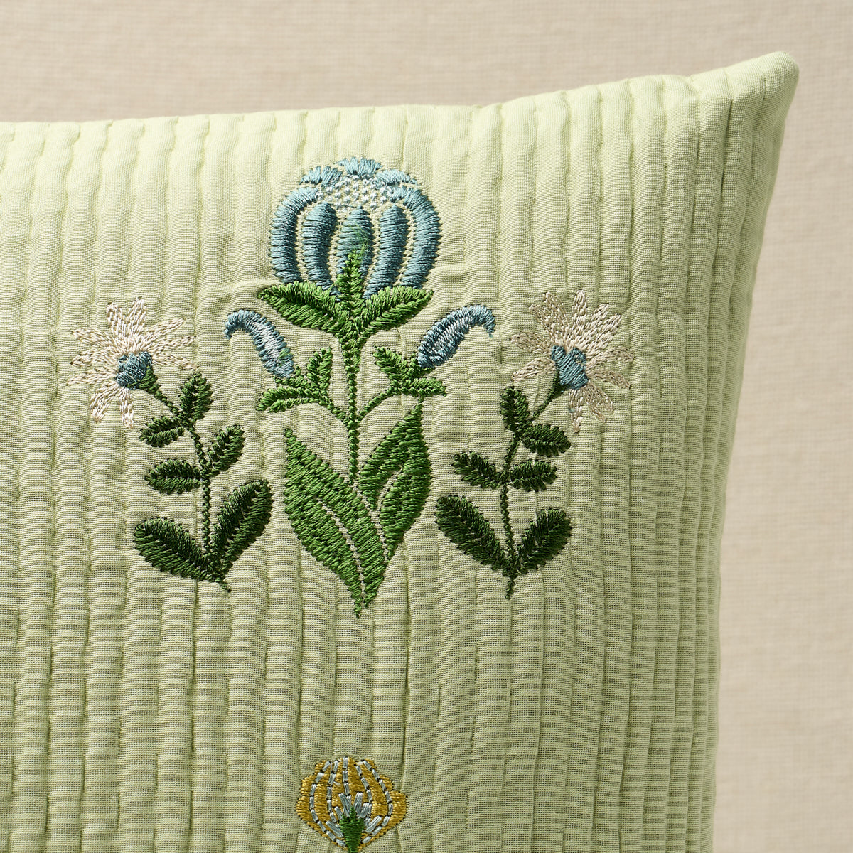 Elmslie Embroidery Pillow | Leaf