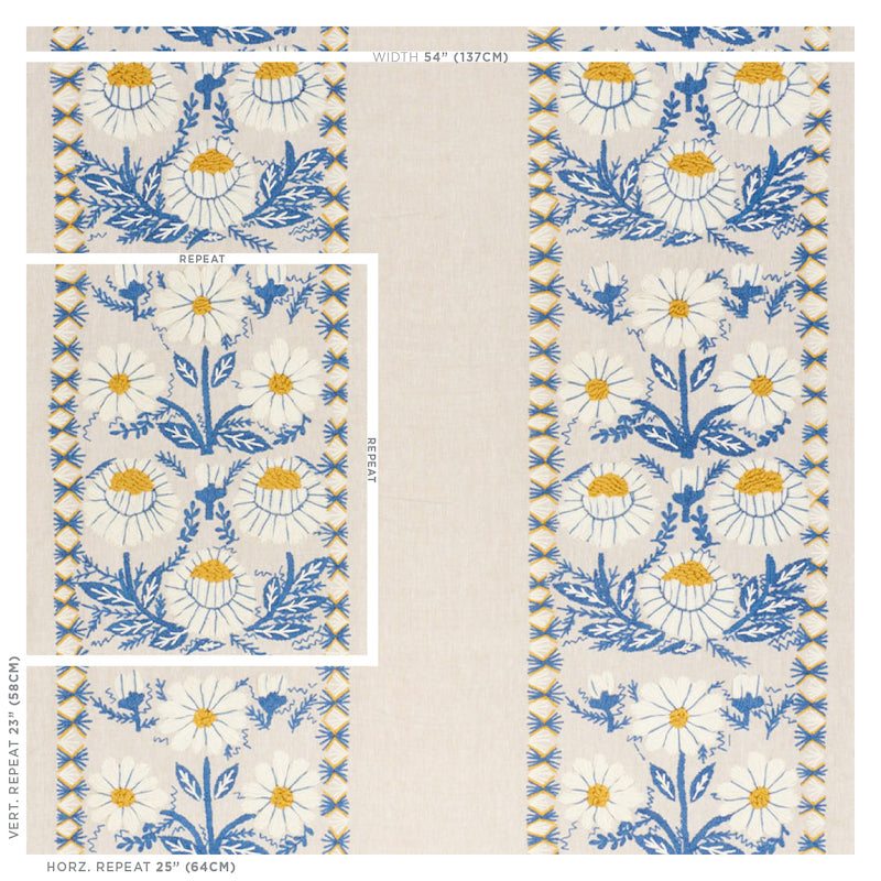 MARGUERITE EMBROIDERY | BLUE & OCHRE