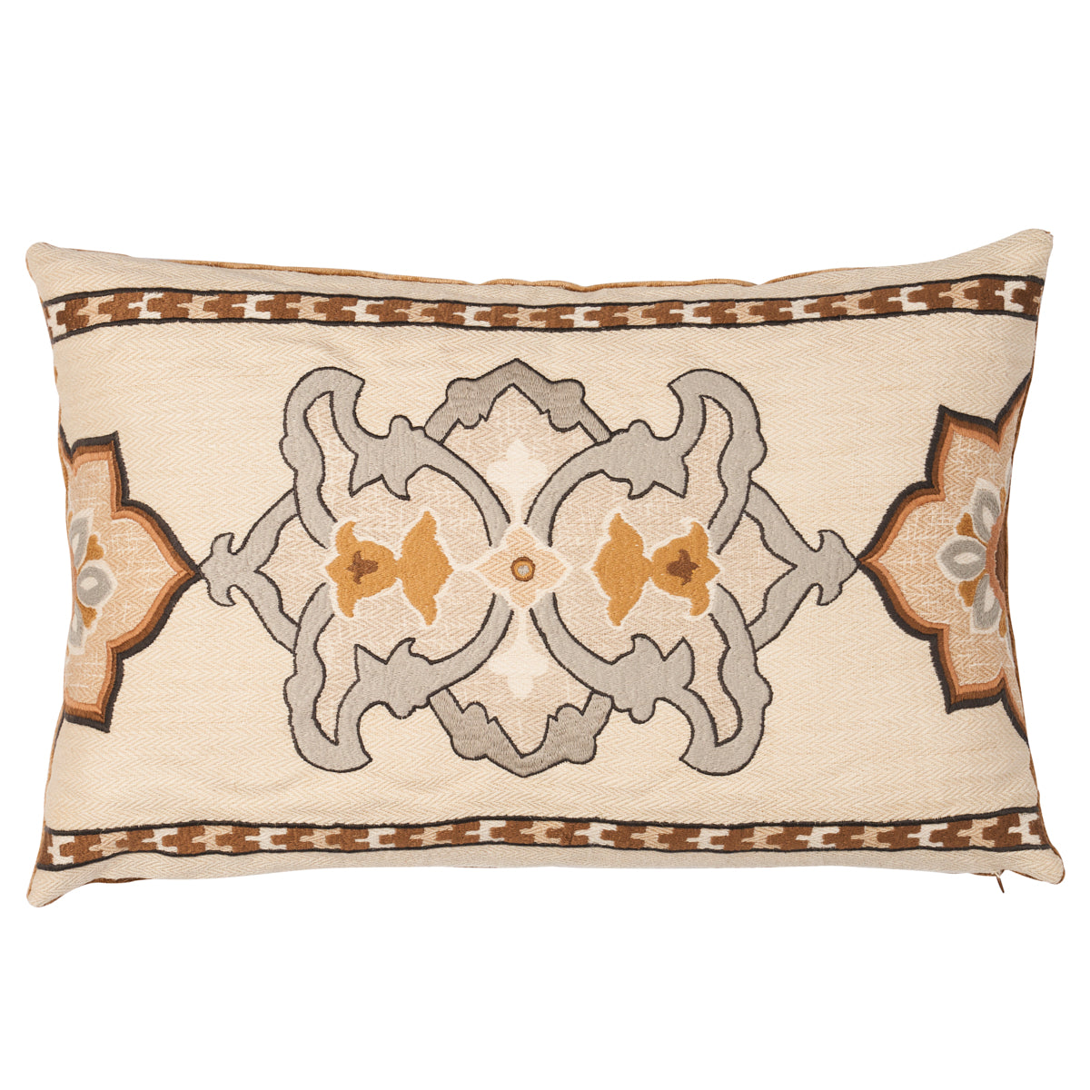 Temara Embroidered Print Pillow | Natural