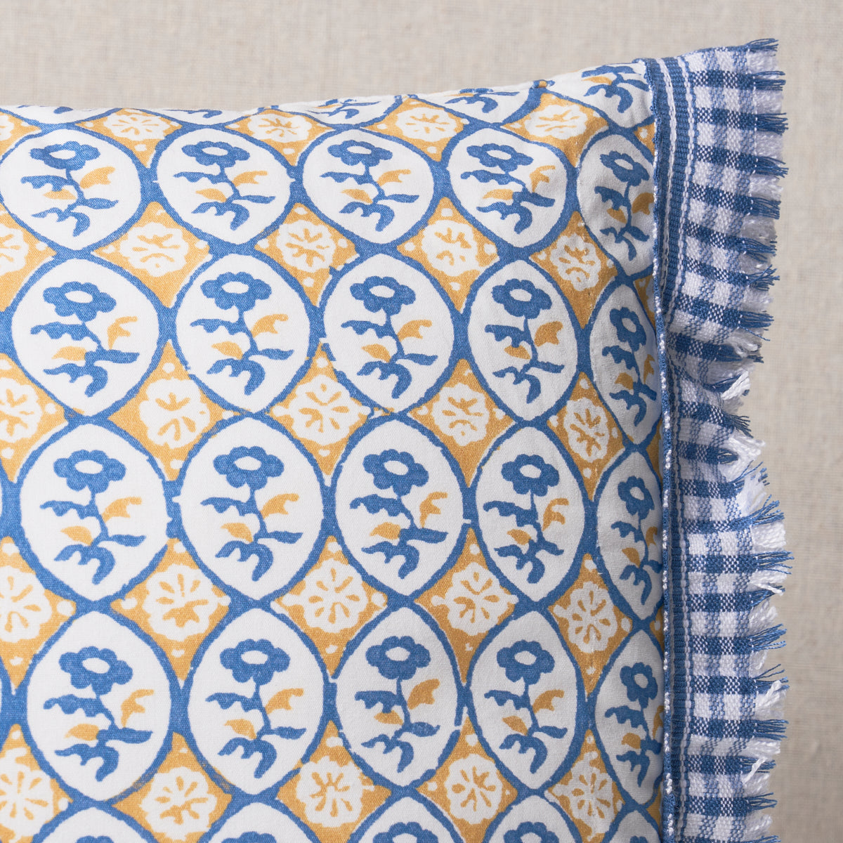 Josiane Floral Pillow | Yellow & Blue