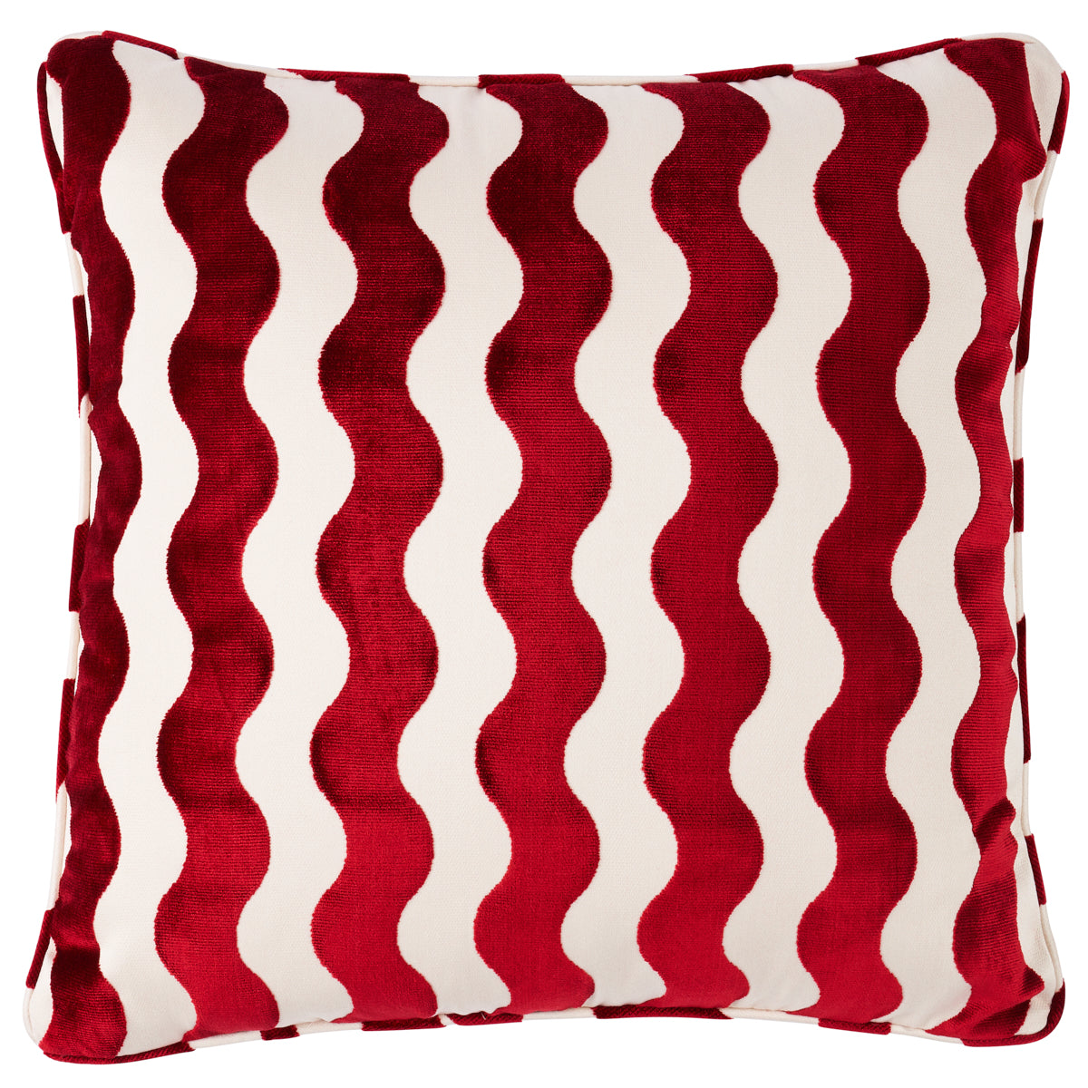 The Wave Velvet Pillow | Red