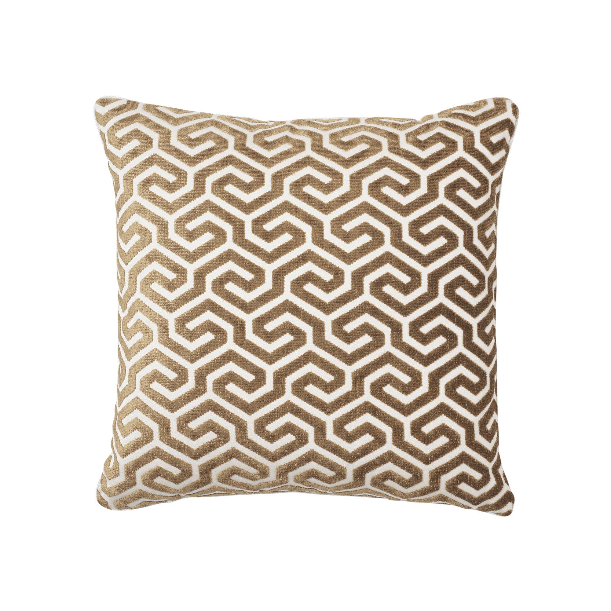 Ming Fret Velvet Pillow | Bronze