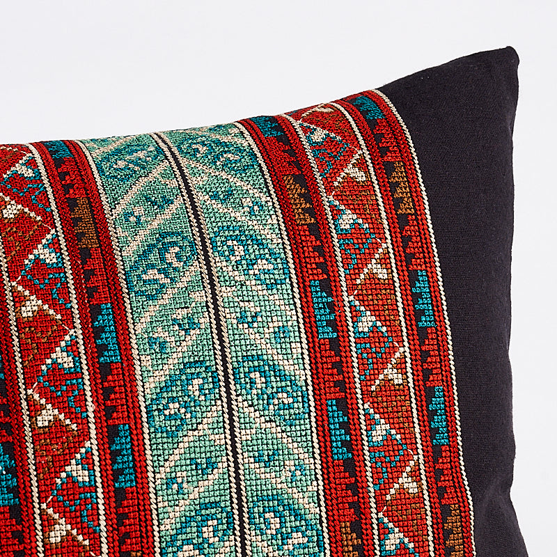 Vinka Embroidery Pillow | Red & Black