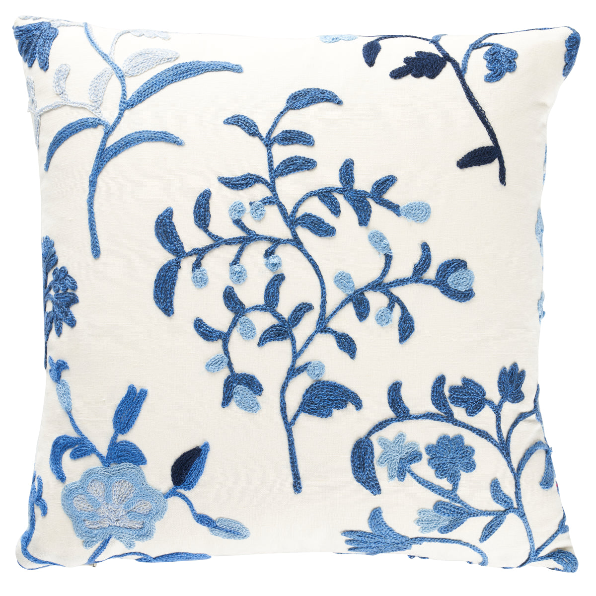 Raleigh Crewel Embroidery Pillow B | Cornflower