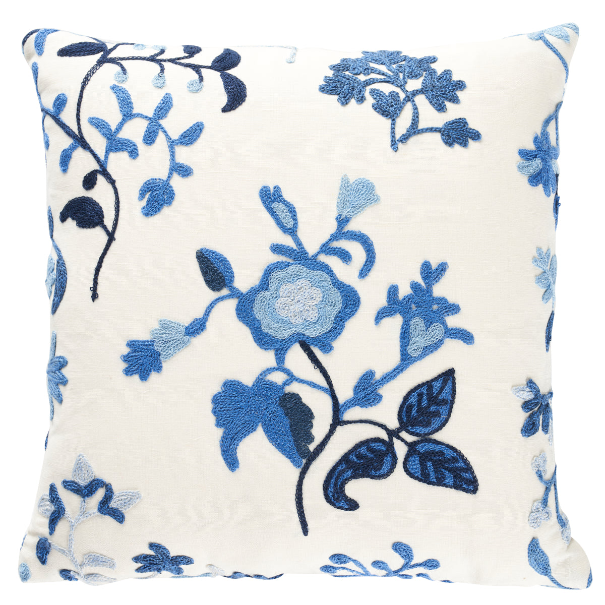 Raleigh Crewel Embroidery Pillow C | Cornflower