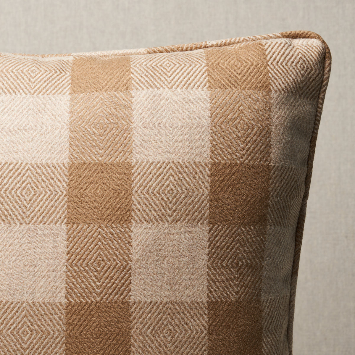 Galt Wool Check Pillow | Coffee