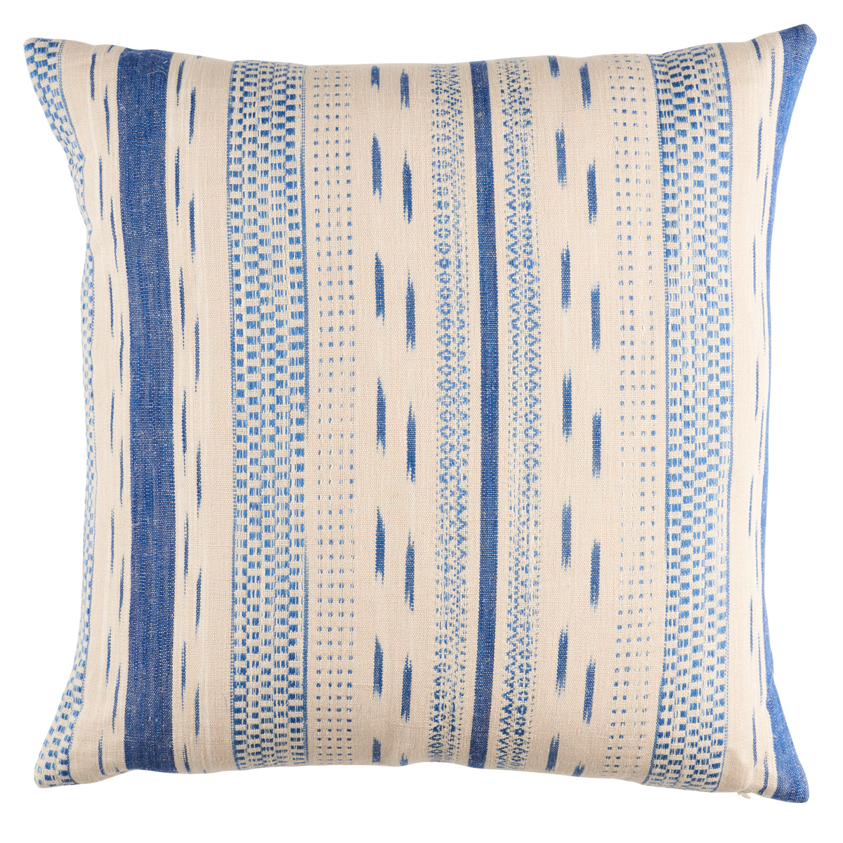 Mirza Ikat Stripe Pillow | Blue on Natural